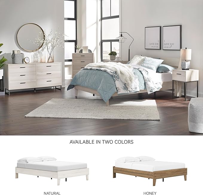 Signature Design by Ashley Socalle Casual Platform Bed, Full, Natural Beige