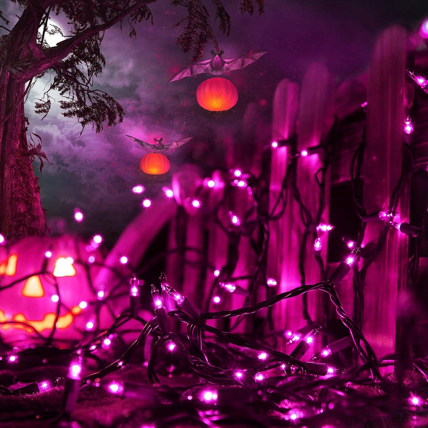 Toodour Purple Halloween Lights, 75ft 300 Count Incandescent Halloween String Lights, UL Certified Connectable Mini Bulbs String Lights for Home, Garden, Porch, Yard, Patio, Party, Indoor Decoration