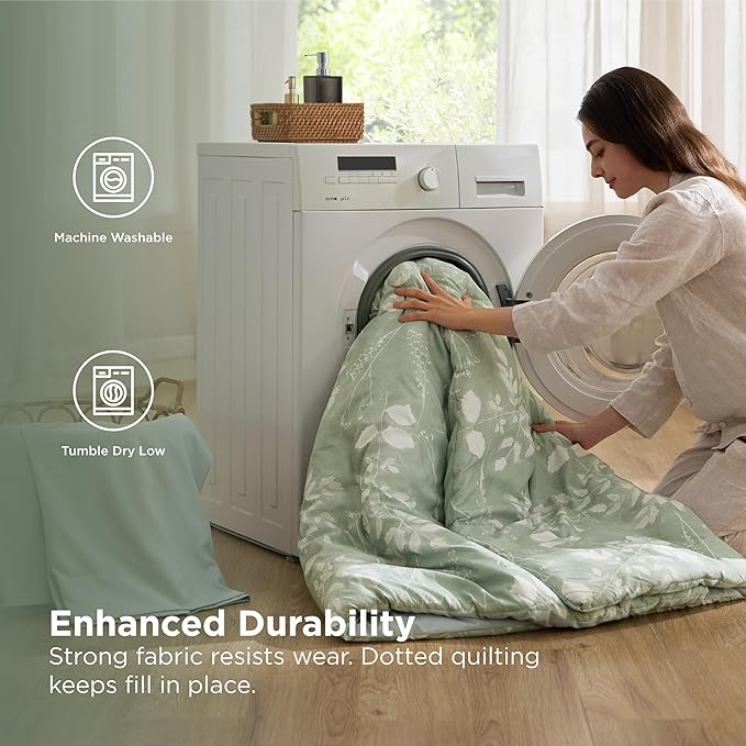 Bedsure Twin Comforter Set - 5 Pieces Floral Sage Green Soft Bedding Sets, Twin Bed in a Bag with Botanical Flowers Comforter, Sheets, Pillowcase & Sham