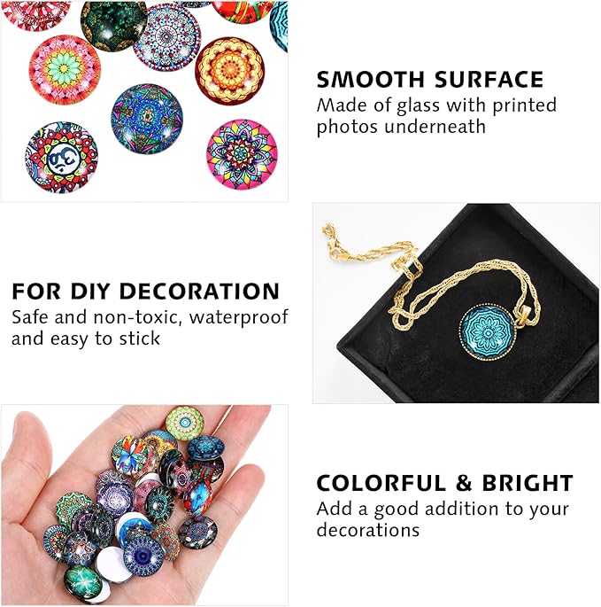 Operitacx 200pcs Mosaic Tiles for Crafts, Assorted Color Round Glass Tiles, Mosaic Pieces Glass Gems for Crafts DIY Mosaic Decor Home Decor 14mm