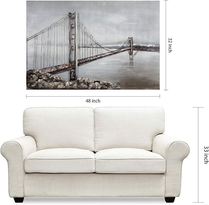 Empire Art Direct Golden Gate Bridge Metal, Hand Painted Primo Mixed Media Iron Sculpture, Decor, Ready to Hang,Living Room, Bedroom ＆ Office 3D Wall Art, 32" x 48" x 2.4"