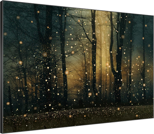 SIGNWIN 36"x46" Extra Large Framed Wall Art Magical Firefly Forest at Twilight, Enchanted Nature Scene for Home Living Room Bedroom Decor (Frame Assembly Required)