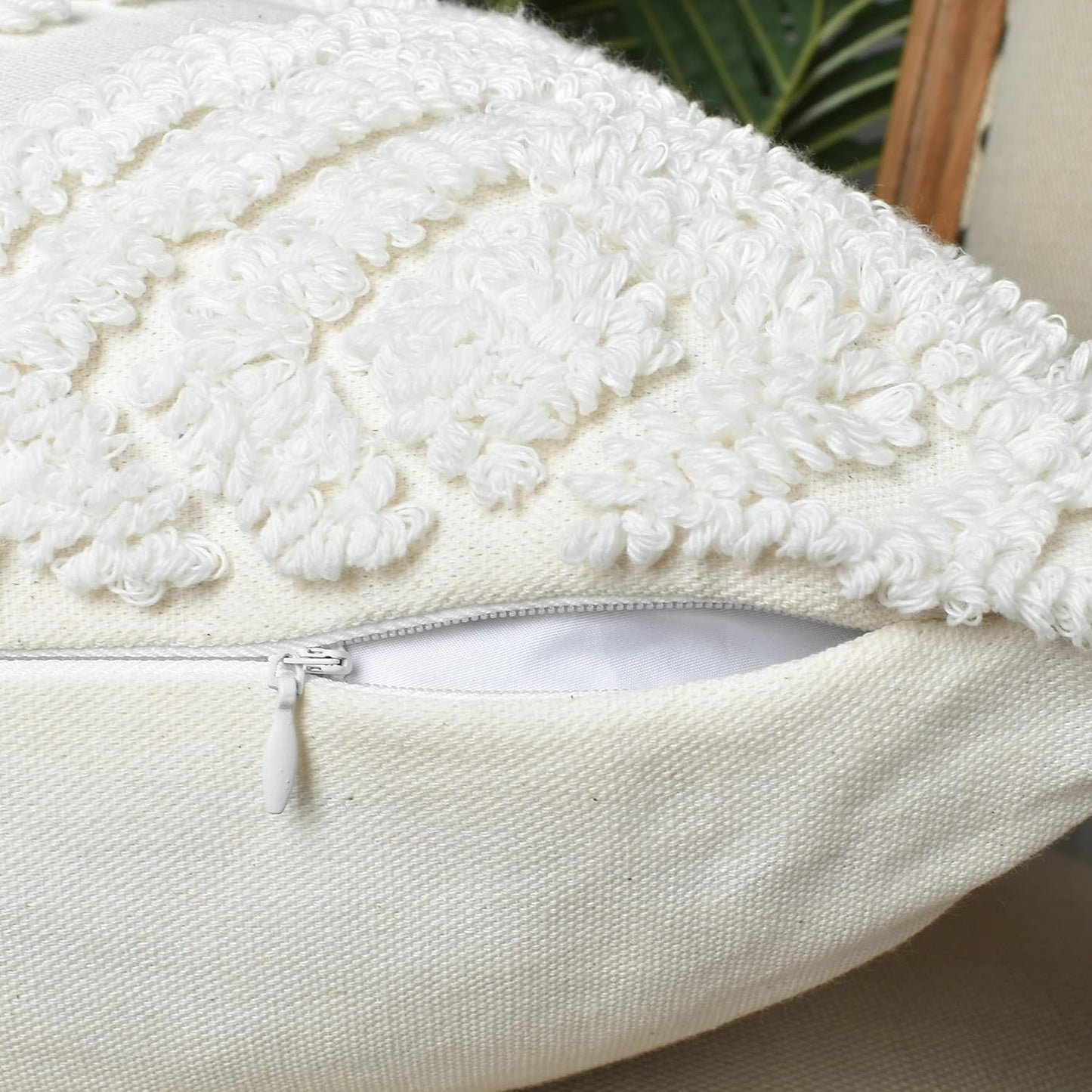 Boho Style Sofa Throw Pillow Covers – Exquisitely Crafted with Hand-Finished Tuft with Thick Cotton Tassel Details – Soft & Stylish Moroccan Decorative, 18x18inch (Spring Ruched)