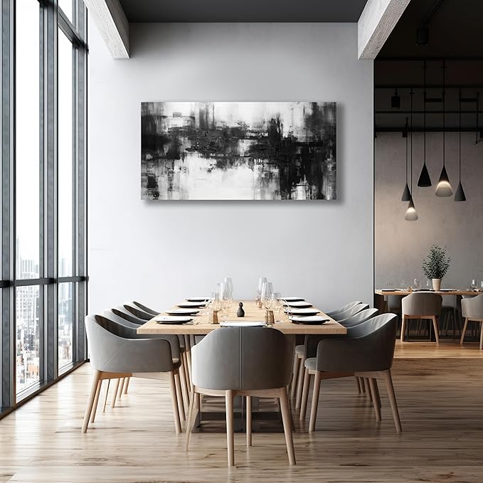 VHMING Black Abstract Wall Art Decor Black and White Painting Pop Culture Wall art Rock Room Decor Art Canvas Wall Decoration Artwork for Bedroom Home Office Dining Room Decoration 24"x48"