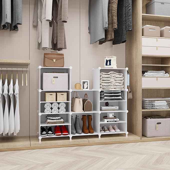 AWTATOS Closet Organizer 8 Cube Storage Shelves Closet Clothes Organizers and Storage Stackable Cubby Shelving for Closet Bedroom Living Room Office White
