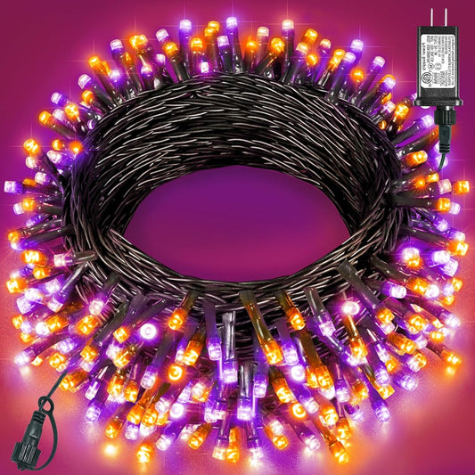80FT 240 LED Halloween Lights Outdoor, Purple Orange String Lights for Outside with Waterproof 8 Modes, Green Wire Twinkle Tree Light for Indoor Bedroom Patio Garden Party Holiday Decorations