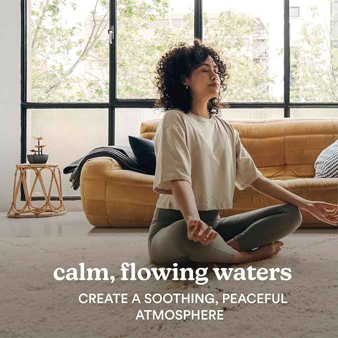 Homedics Golden Dew Relaxation Tabletop Water Fountain with 3 Tiers, Natural River Rocks, and a Quiet Pump for Soothing Zen Ambiance in Your Home or for Office Décor, Powered by 2 AA Batteries