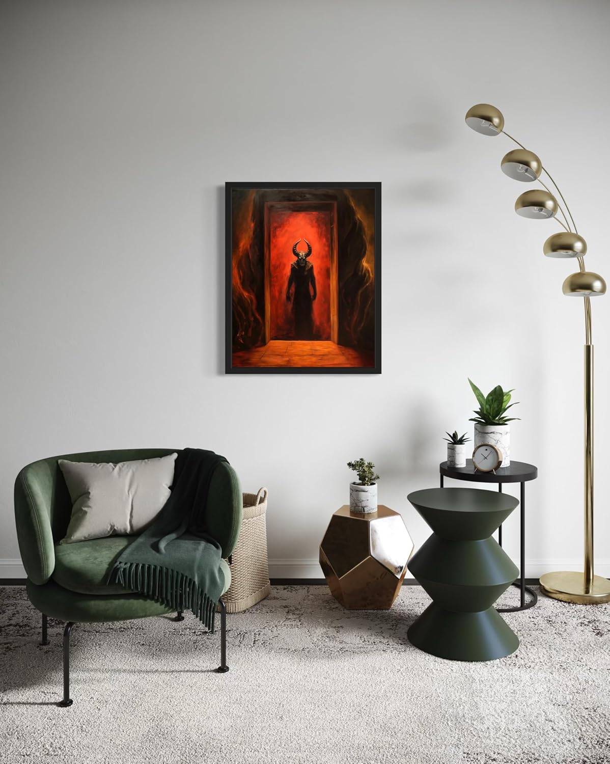 Satan and Hell Poster Art Print, Halloween Scary Vintage Wall Art Academia Spooky Painting Decoration for Horror Prints, Gothic Posters Bedroom Decor 89 (Satan and Hell, 11 x 14 inches, Unframed)