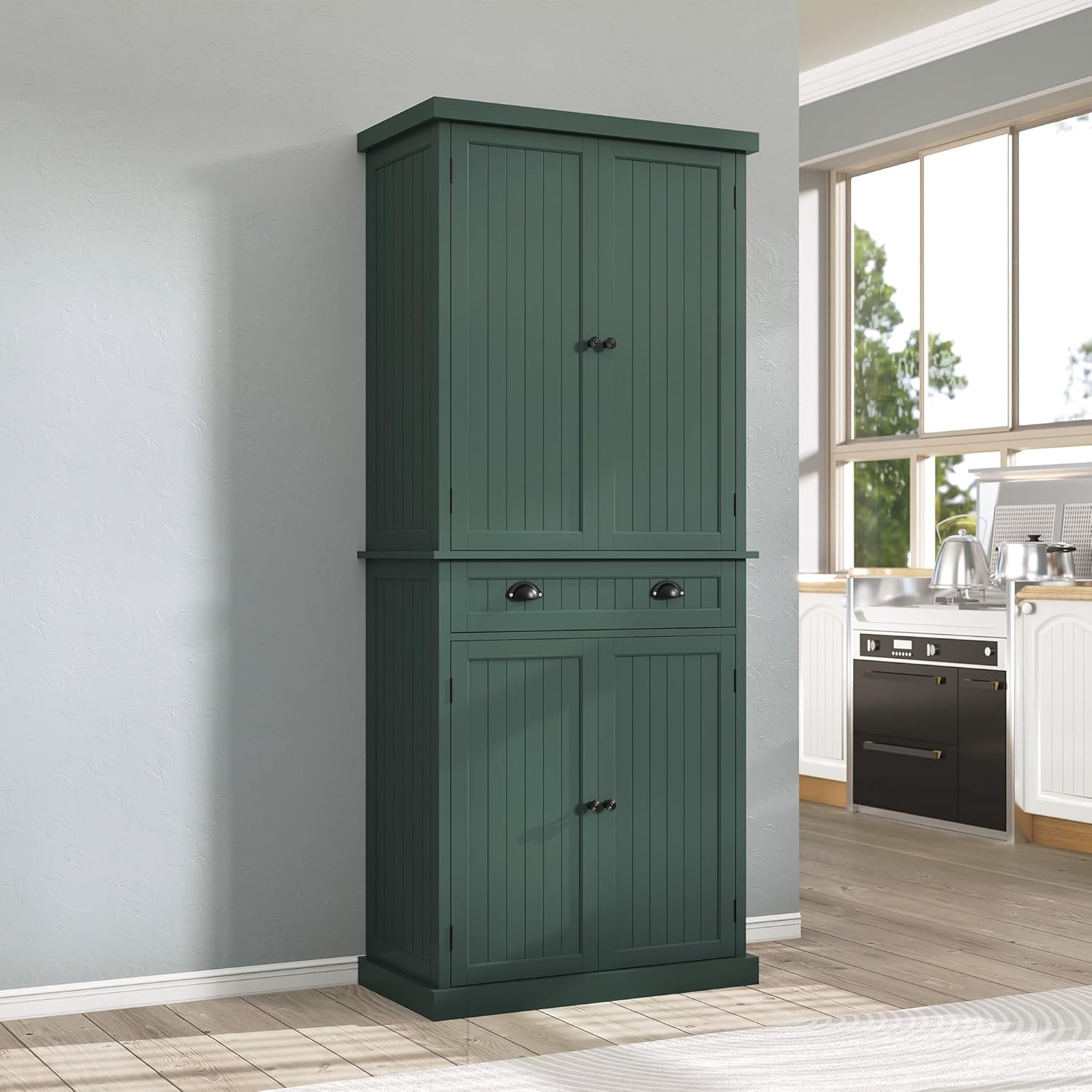ARTPOWER 72" Tall Kitchen Pantry Storage Cabinet with Drawer and Adjustable Shelves, Pantry Cabinet for Kitchen, Bathroom or Hallway, Green - Décor Diaries