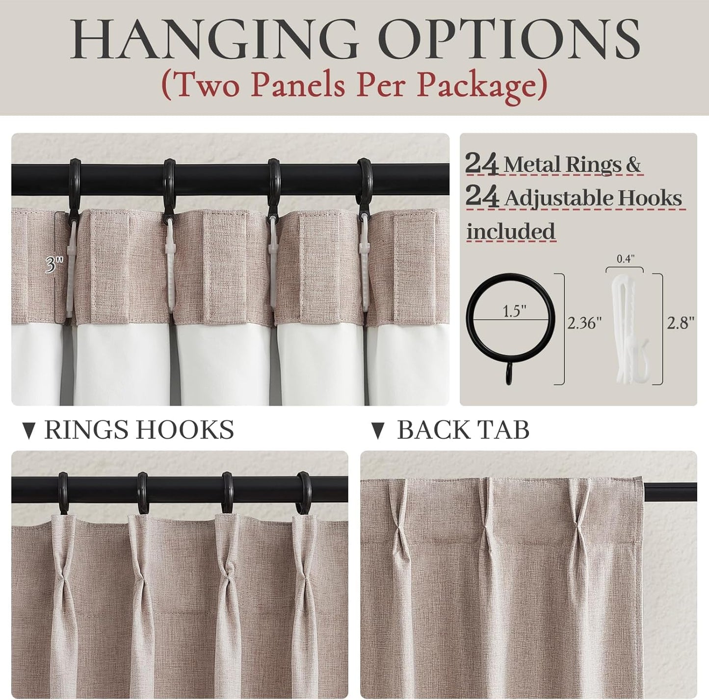 Pinch Pleated Flax Linen Blackout Extra Wide Curtain Panels for Living Room/Sliding Glass Door, Thick Burlap Memory Trained Window Drapes Insulated with Back Tab Dining Room (70"Wx102"Lx2 Panels)