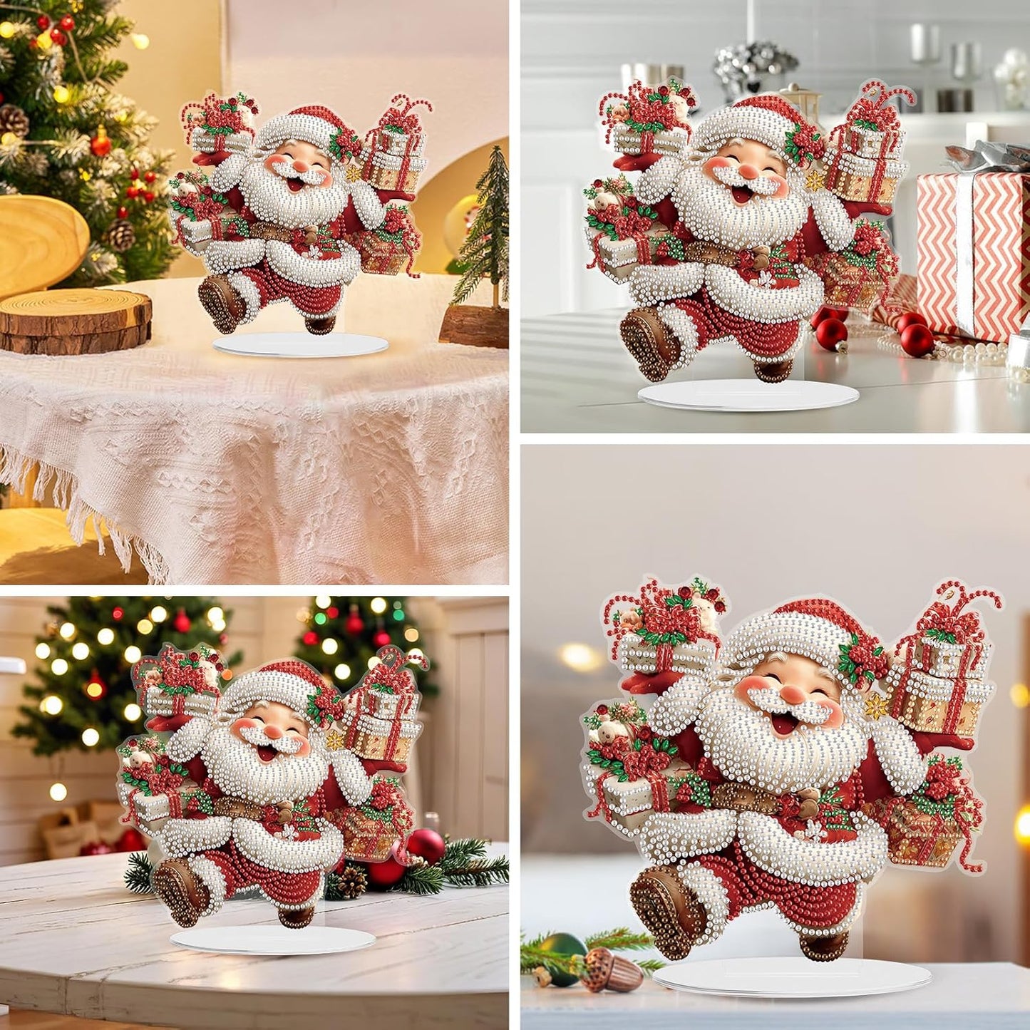 5D Diamond Art Kits for Adults, Santa Claus, Special Shaped Rhinestone Diamond Art Christmas Ornaments, Christmas Lover, DIY Diamond Art Painting Desktop Ornament Gem Art Crafts for Adults Home Decor