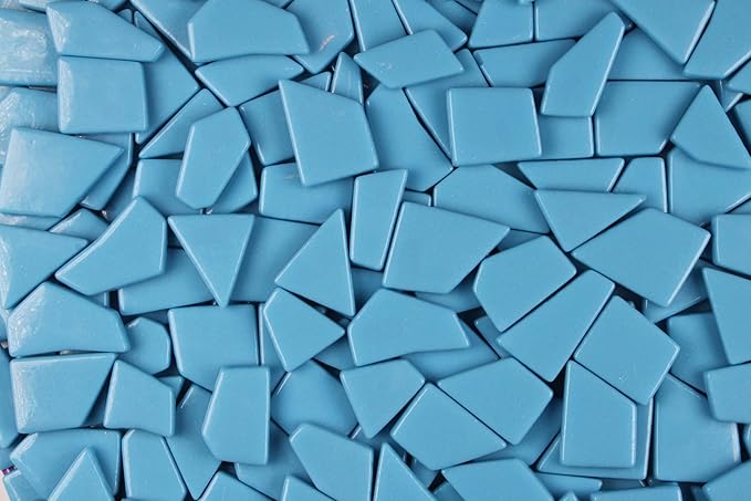 Irregular Glass Mosaic Tiles Bulk 500g Glossy and Iridescent Mosaic Glass Tiles for DIY Projects and Arts and Crafts Solid Colors and Mixes (Glossy Sky Blue)