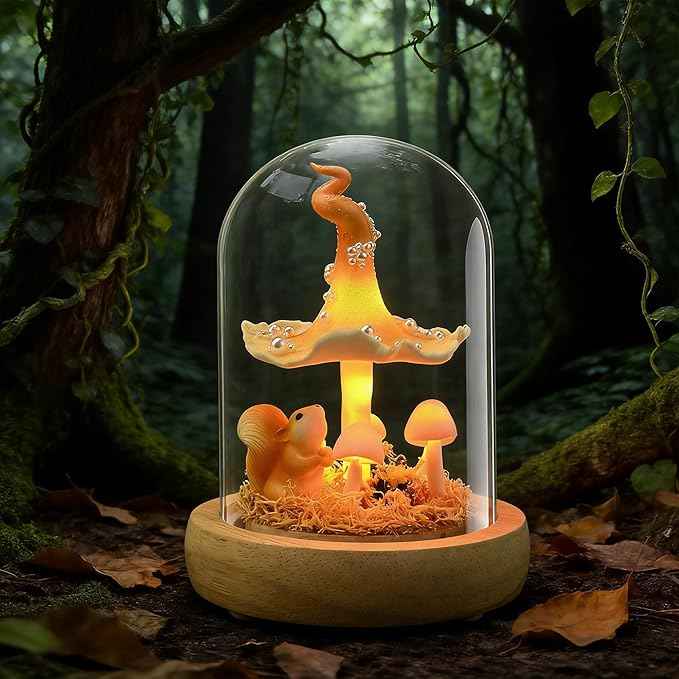 QUELIEN Mushroom Lamp,Mothers Day Mom Gifts for Mom,Light Up Mushroom in Glass Dome,Birthday Party Decorations,Ideal Birthday Gift,GirlfriendGift