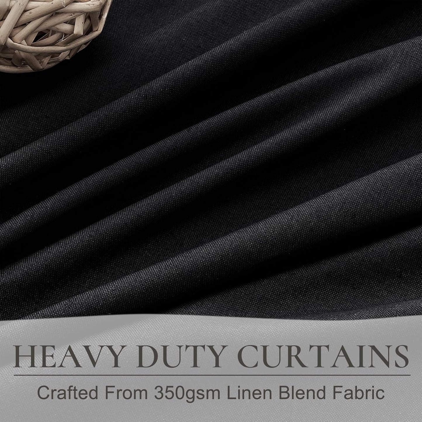 Long Black Blackout Boho Curtains, Linen Darkening Curtains for Bedroom/Nursery 102 Inches Long 2 Panels Pinch Pleated Drapes for 103 Inch Large Window Aesthetic Thermal Insulated 40x102 Inch