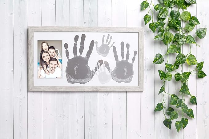 Kate & Milo DIY Family Handprint Frame Kit, Mother’s Day Gift, Family Photo Keepsake Craft Frame with Paint, Rustic Farmhouse Home Décor