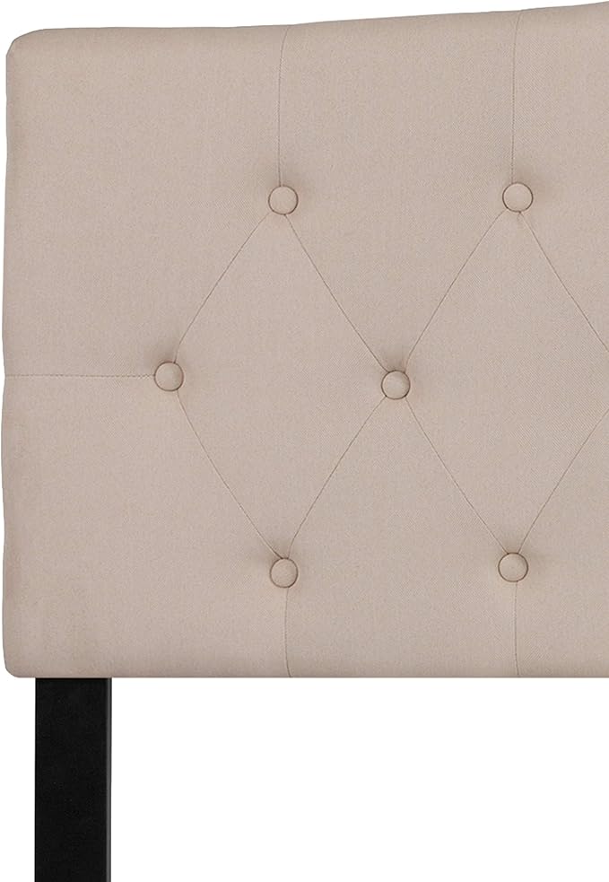 Flash Furniture Cambridge Button Tufted and Diamond Stitched Upholstered King Size Headboard in Beige Fabric