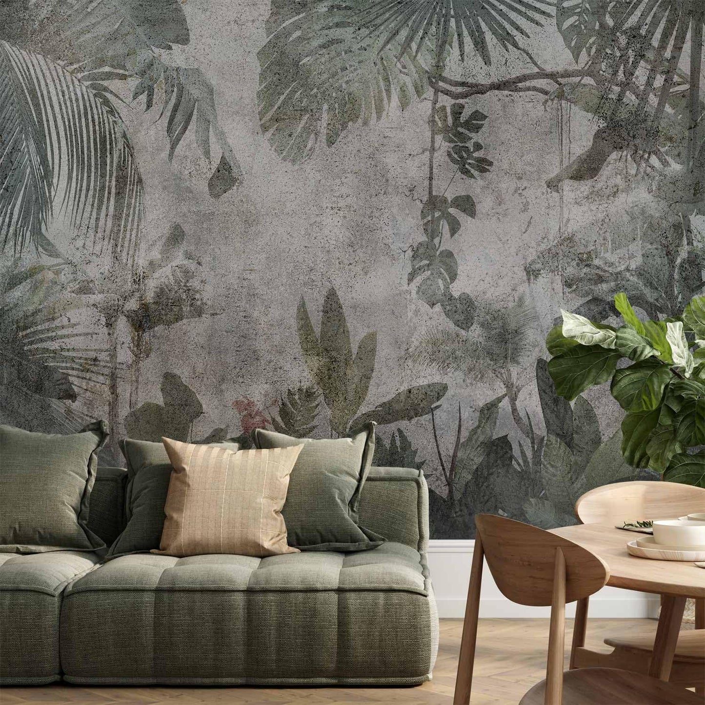 artgeist Premium Wall Mural Tropical Leaves 157x110 in - XXL Non-Woven Wallpaper Fleece Wall Decor Photo Print Picture Image Design Landscape Jungle Nature Monstera Palm Leaves b-C-0821-a-a
