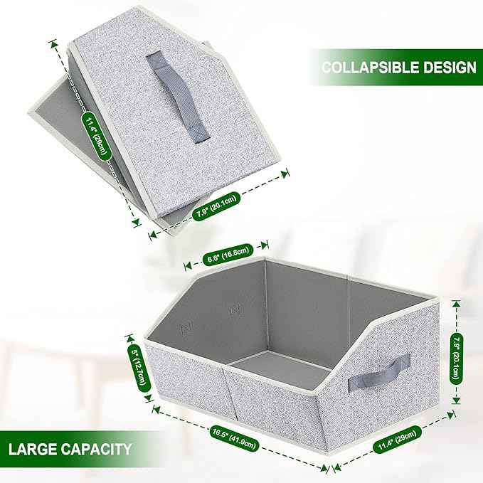 4 Pack Storage Bins with Lids 6 Pack Trapezoid Storage Bins, Organize Bins for Home