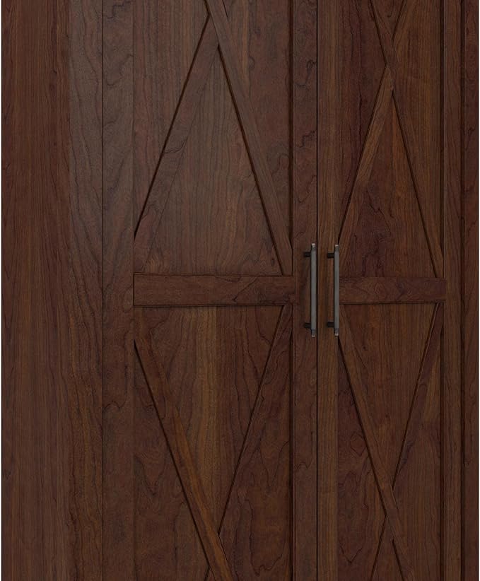 Bush Home Key West Tall Storage Cabinet with Doors in Bing Cherry