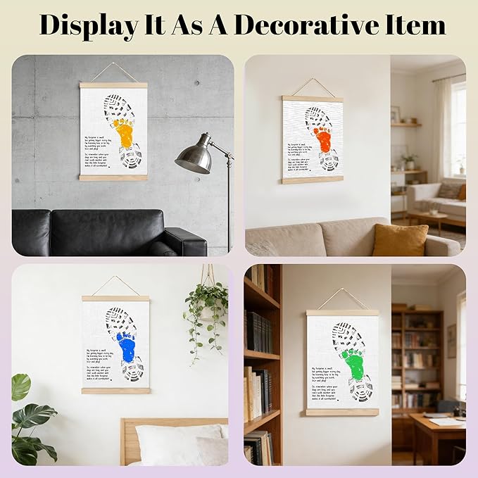 Fathers Day Footprint Art Kit – 12x16 inches Footprint Art Kit with Acrylic Paints – DIY Family Keepsake Craft, Father Daughter Activity, Father's Day Birthday Gifts Fit for Dad, Grandpa, BH07