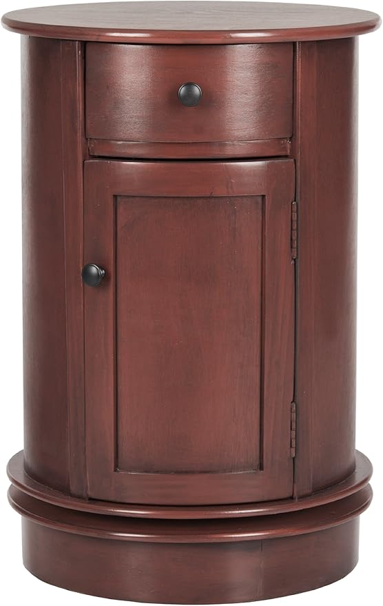 SAFAVIEH Home Collection – Tabitha Red Round Swivel Storage End Table, Farmhouse Accent Table with Drawer & Cabinet, Fully Assembled (AMH5712E)