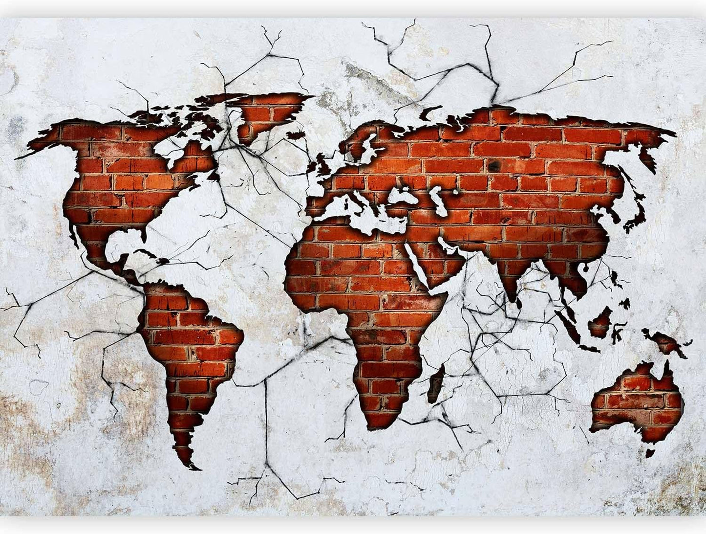 artgeist Wall Mural World Map 173x124 in - Peel and Stick Self-Adhesive Wallpaper Removable Large Sticker Foil Wall Decor Print Picture Image Design Map of The World k-A-0495-a-a