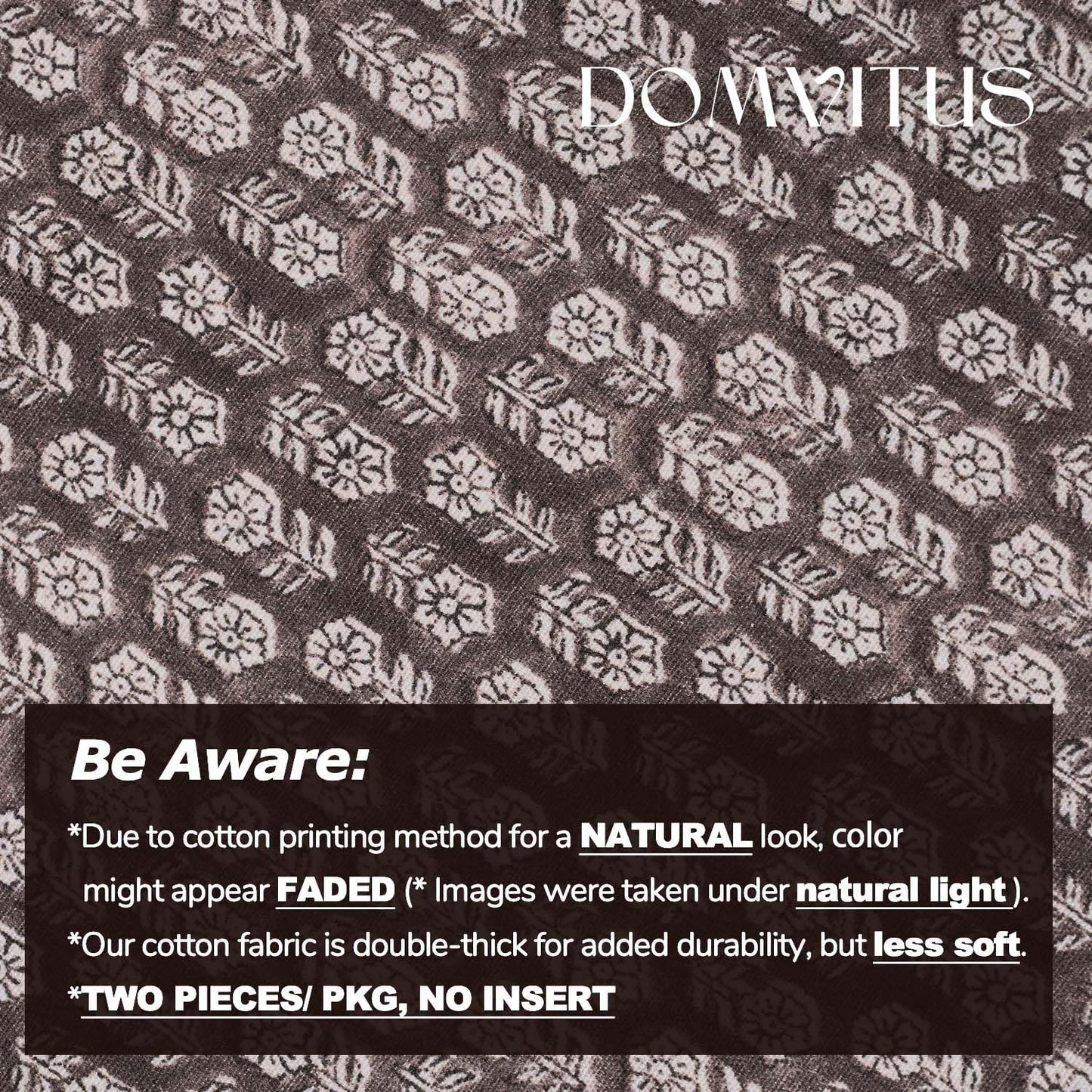 DOMVITUS Floral Pillow Covers Set of 2, Throw Pillow Covers 20x20, Floral Print Neutral Accent Decorative Pillow Covers for Living Room, Bed, Dark Brown