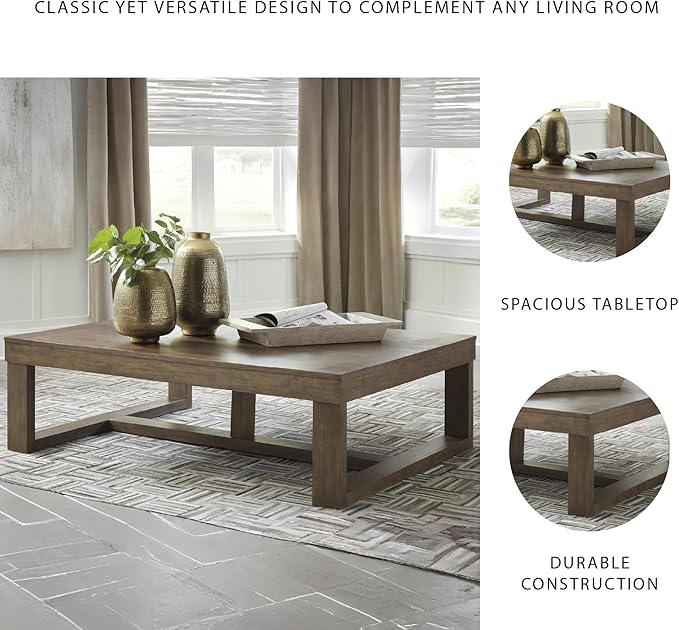 Signature Design by Ashley Cariton Contemporary Rectangular Cocktail Table, Brown