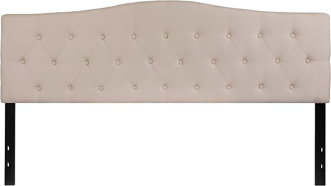 Flash Furniture Cambridge Button Tufted and Diamond Stitched Upholstered King Size Headboard in Beige Fabric