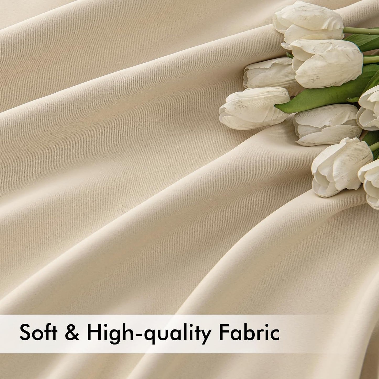 MIULEE Cream Beige Back Tab Light Blocking Curtains 96 Inch Length 2 Panels Set for Living Room Bedroom Privacy, Rod Pocket/Pinch Pleated Thermal Insulated Room Darkening Blackout Drapes W66xL96