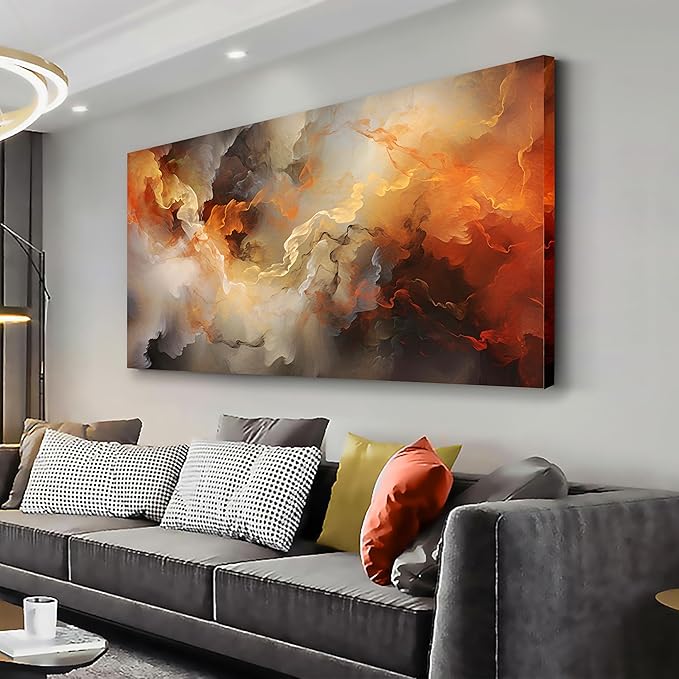 VHMING Abstract Wall Art Home Decor Orange Artwork Wall Art Prints Canvas Painting Wall Decor for Living Room Bedroom Office Decoration 20"x40"