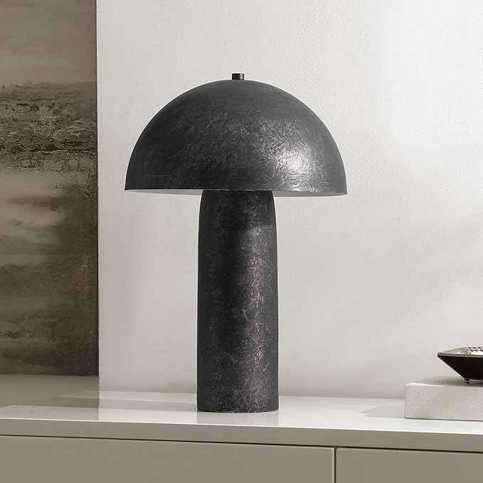 SAFAVIEH Lighting Collection Industrial Kenny Antique Black 21-inch Mushroom Table Lamp for Bedroom, Living Room, Home Office, Desk, Nightstand (LED Bulb Included)