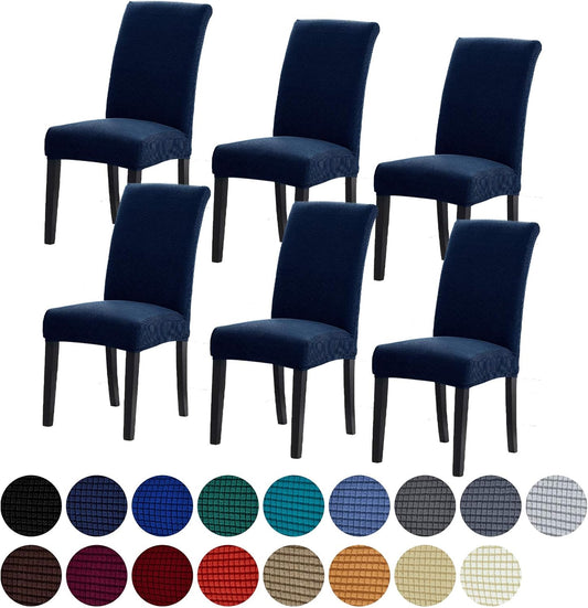 Howhic Stretch Chair Covers for Dining Room Set of 6, Removable Washable Dining Room Chair Covers, Dining Chair Slipcovers Seat Protector, Great Home Decor and Banquet Upholstery (Navy, 6 Pack)