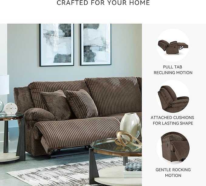 Signature Design by Ashley Top Tier Modern 3-Piece Reclining Sectional Sofa with 4 Accent Pillows, Dark Brown