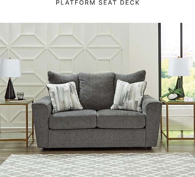 Signature Design by Ashley Stairatt Casual Loveseat with Flared Arms, Gray