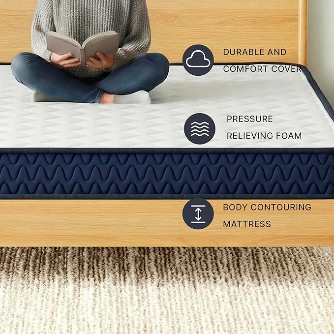 Signature Design by Ashley Queen Size Medium Firm 6 Inch Memory Foam Mattress with Breathable Quilted Cover, Fiberglass Free, Mattress in A Box