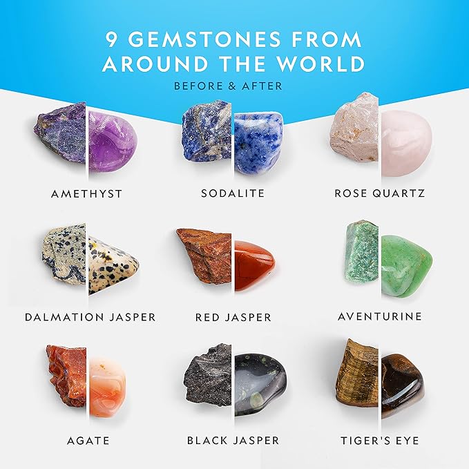 National Geographic Rock Tumbler Refill Kit 3 lbs. of Rough Gemstones and Rocks for Tumbling Including Amethyst and Quartz Supplies Include Tumbler Grit and Jewelry Accessories