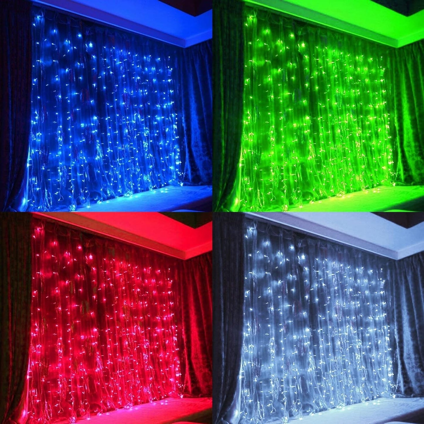 FUNPENY Window Curtain String Lights, 300 LED 8 Lighting Modes Fairy Lights USB Powered, Waterproof Lights for Christmas Bedroom Party Wedding Home Garden Wall Decorations (RGB Color Changing)