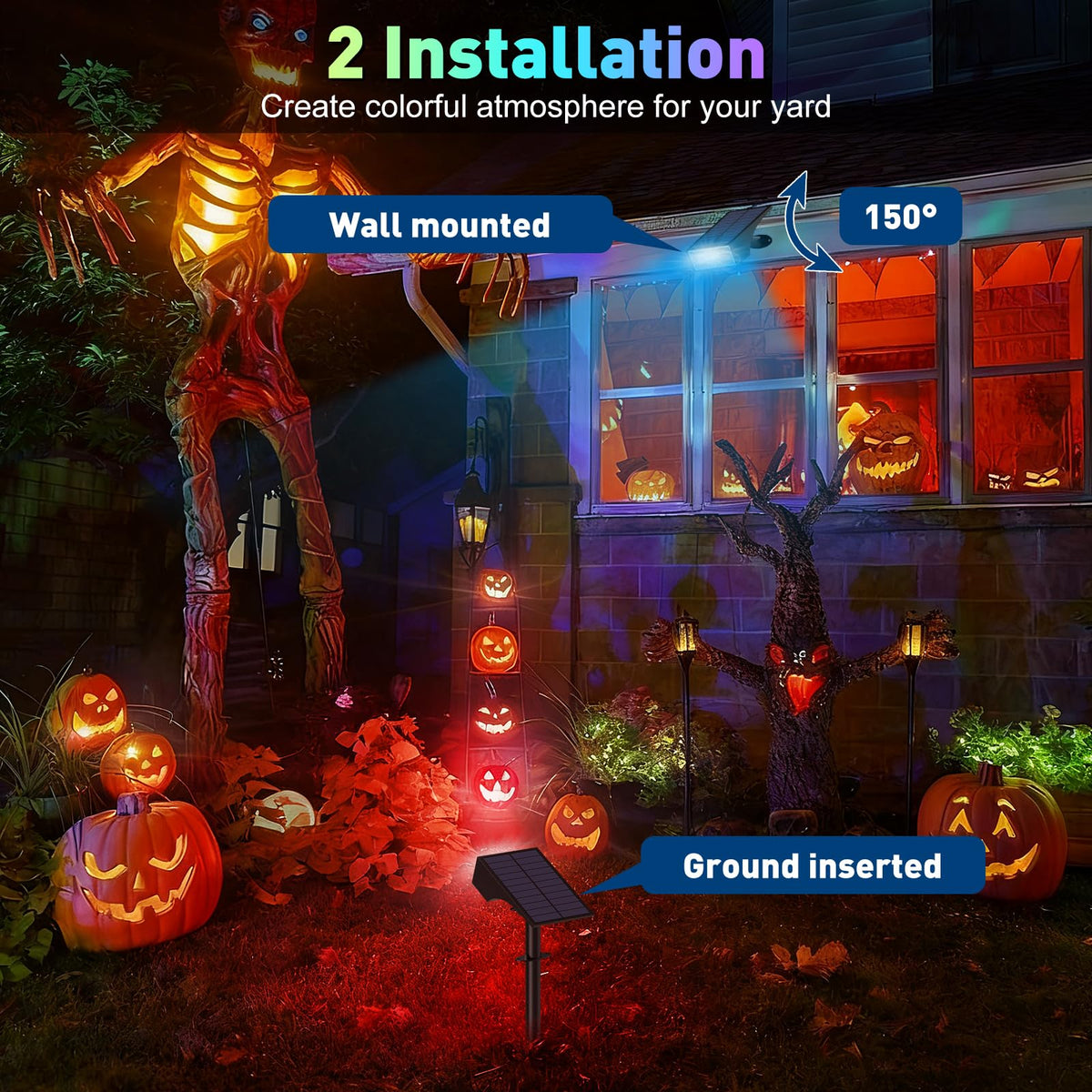 Solar Color Changing RGB Spot Lights Outdoor (10 Count)