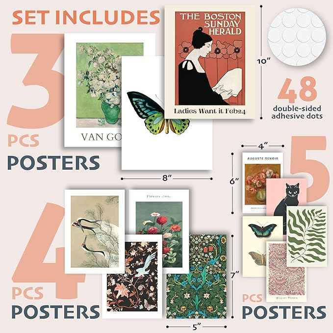 97 Decor Eclectic Wall Decor - Vintage Boho Wall Art Prints, Retro Maximalist Aesthetic Pictures, Gallery Prints Funky Eclectic Posters for Bedroom Home Dorm Decorations (Unframed)