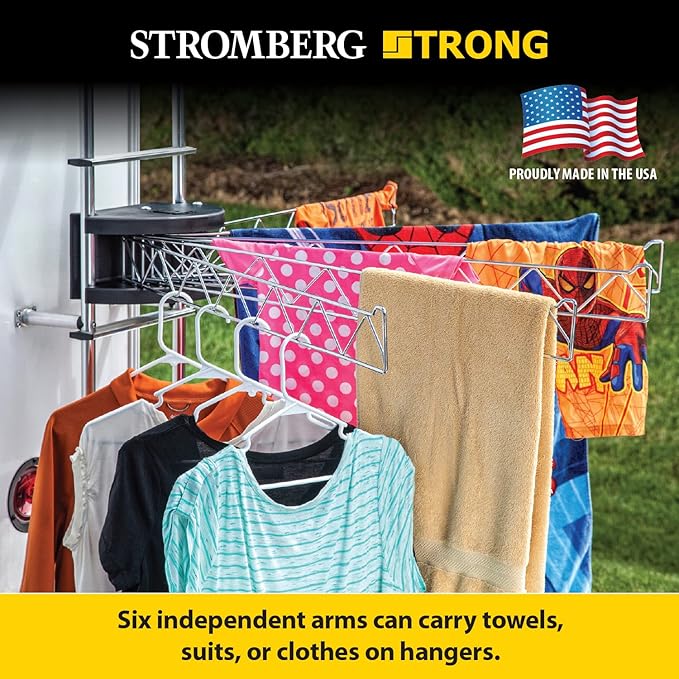 Stromberg Carlson Extend-A-Line 35" Clothes Line – Retractable, Rack Hanger, Folding Swing Arm with Versatile Towel Bar for RVs, Drying, Motorhomes, Campers, and Home Laundry Spaces
