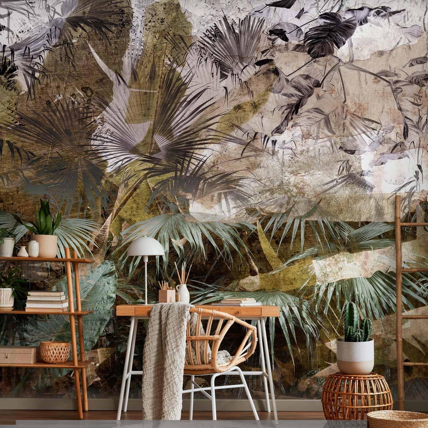 artgeist Wall Mural Tropical Leaves 116x83 in - XXL Peel and Stick Self-Adhesive Wallpaper Removable Large Sticker Foil Wall Decor Print Picture Design Jungle Nature Palm Green Leaves b-C-0789-a-a