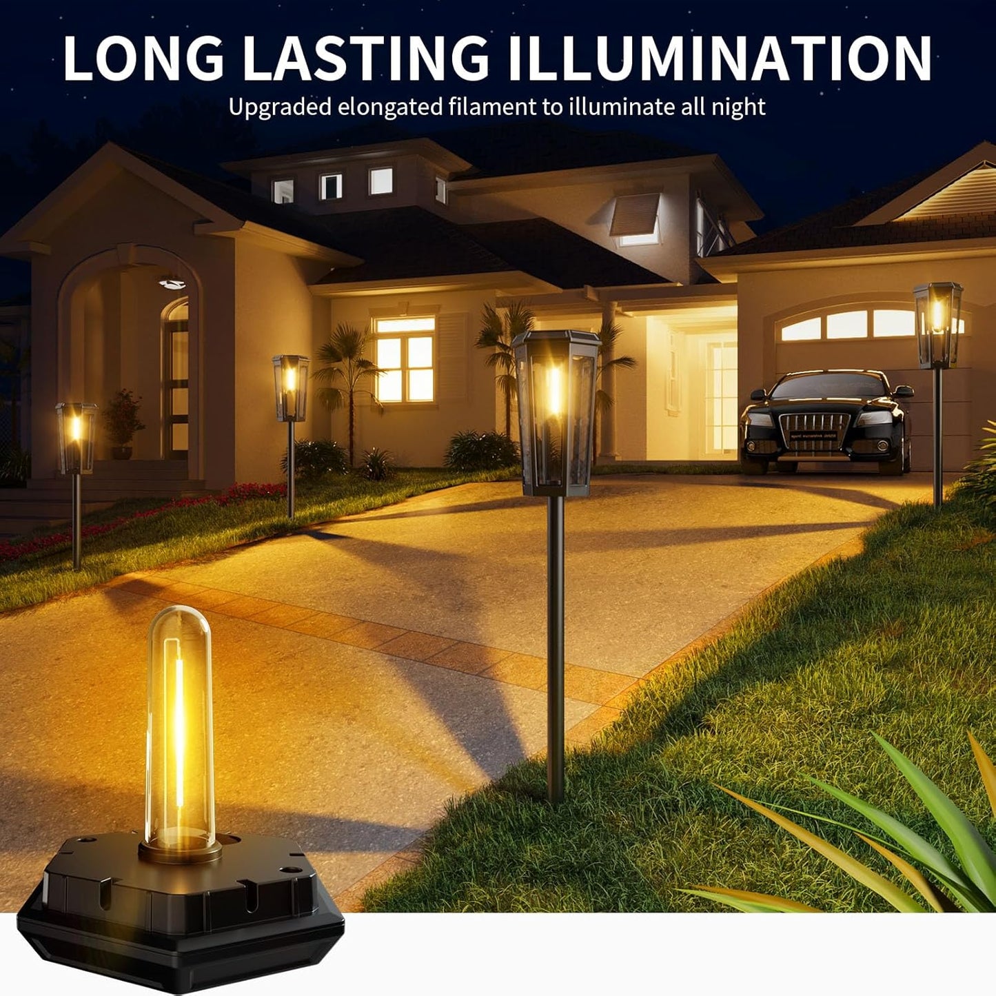 KINKAI Solar Pathway Lights Outdoor - 6 Pack Solar Garden Lights Driveway Light Landscape Lighting for Outside Walkway Patio Sidewalk Yard (Warm Light)