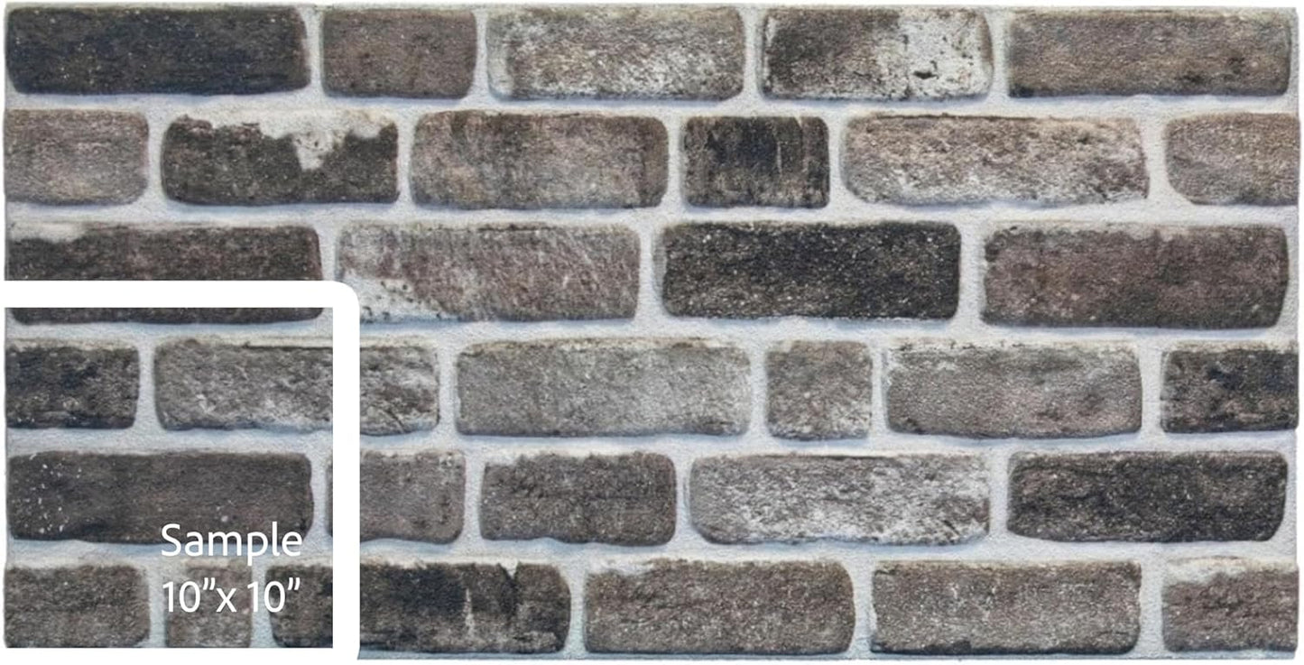 Dundee Deco 3D Wall Panels Faux Brick - Cladding Grey Black Stone Look Wall Paneling, Styrofoam, Sample, Size 10 x 10 in.