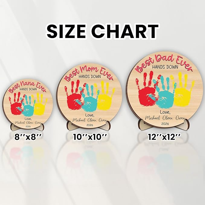 Personalized Hands Down Best Grandma Ever Handprint Kit with Non-Toxic Paint, Family Craft Wooden Sign, Fathers Day Handprint Plaque Keepsake, Valentines Day Birthday Gift for Mom, Dad, Grandma, Nana