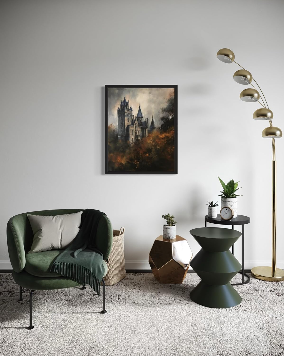 Old Castle Poster Art Print, Halloween Scary Vintage Wall Art Academia Spooky Painting Decoration for Horror Prints, Gothic Posters Bedroom Decor 89 (Old Castle, 11 x 14 inches, Unframed)