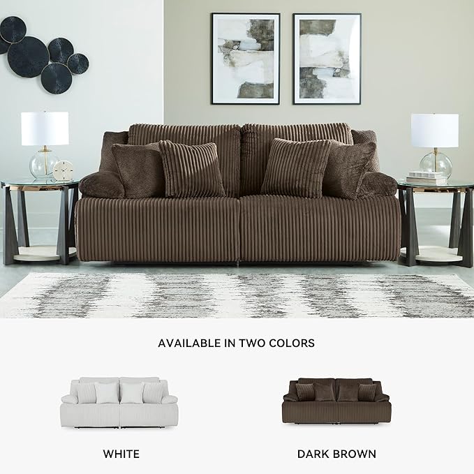 Signature Design by Ashley Top Tier Modern 2-Piece Reclining Sectional Loveseat with 4 Accent Pillows, Dark Brown
