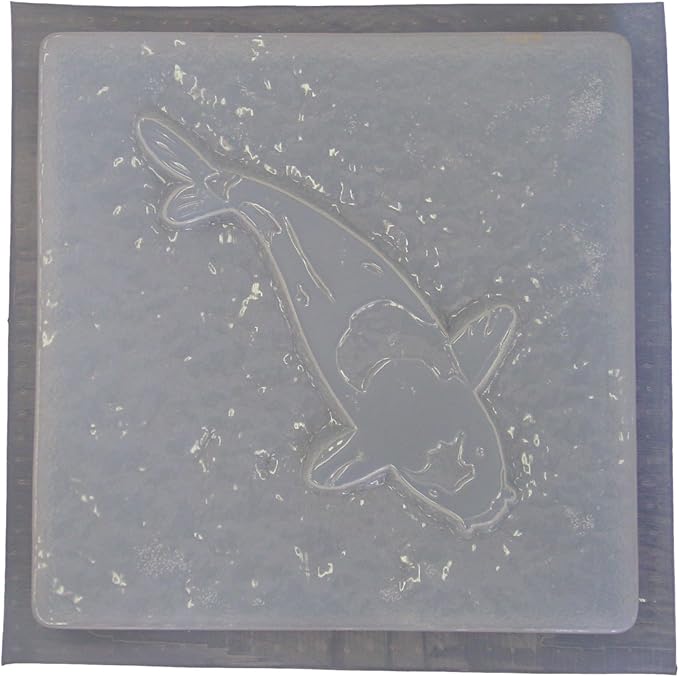 Square Koi Fish Plastic Craft Mold use with Concrete or Cement for Making Stepping Stones 1120
