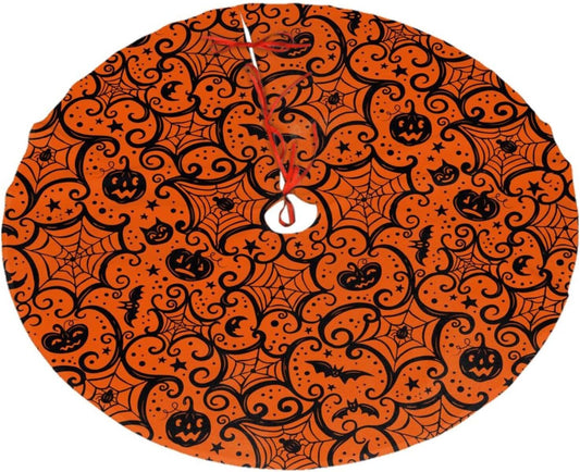 Christmas Tree Skirt,Halloween Pumpkin Xmas Tree Skirt Rustic Farmhouse Tree Skirt for Christmas Decor Xmas Holiday Home Party Decorations30