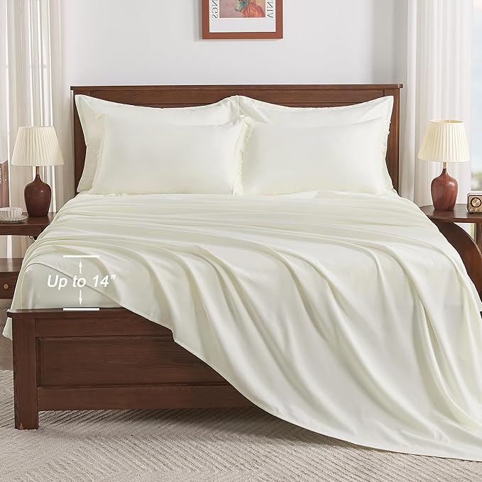 Andency Ivory Full Size Comforter Set with Sheets - 7 Pieces Boho Tassel Bed in a Bag Soft Lightweight Bedding Sets, Ivory Fringe Bed Set with Comforter, Sheets, Pillowcases & Shams